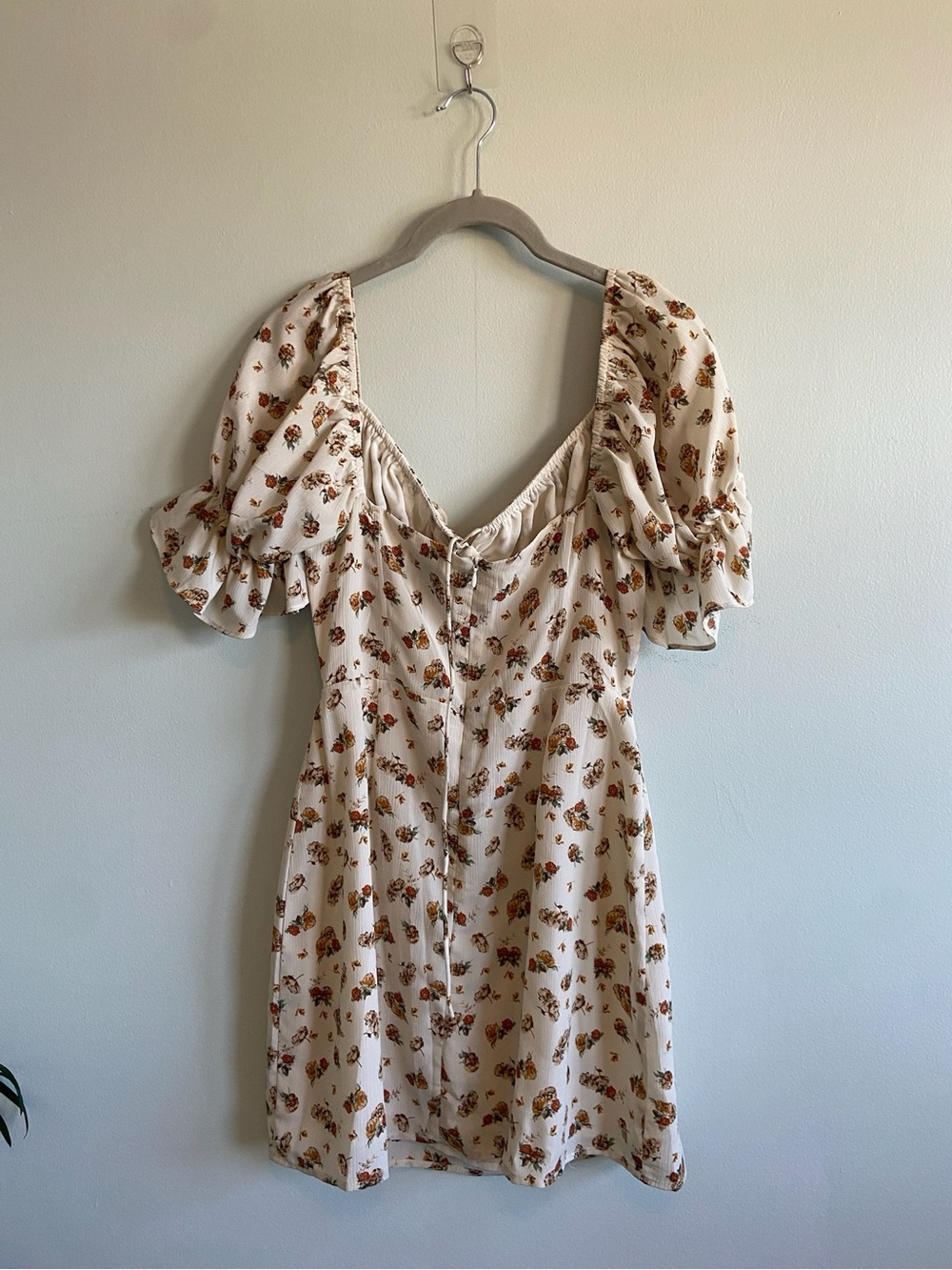 Sabo Skirt Cream Mini Dress with Brown Floral Print - Picture 2 of 5